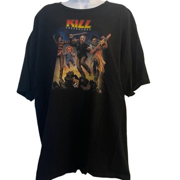 Fright Rags Kill Destroyers Horror Movie Stars Black Graphic Tee, 3XL - Picture 1 of 6
